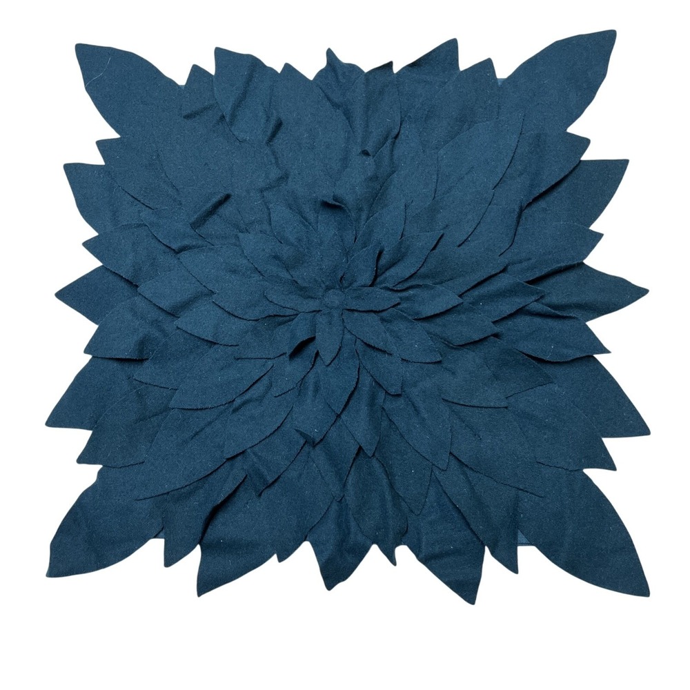 Grandinroad‎ Pillow Shams Teal Layered 3D Floral Wool Blend Square Set Of 2